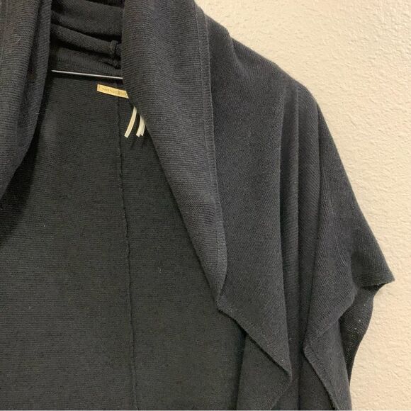 MAX STUDIO SILK BLEND HOODED CAPE WOMENS OS BLACK OPEN KNIT OPEN FRONT. - Picture 4 of 13